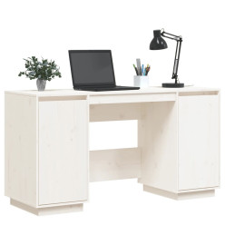 Bureau blanc 140x50x75 cm bois massif de pin