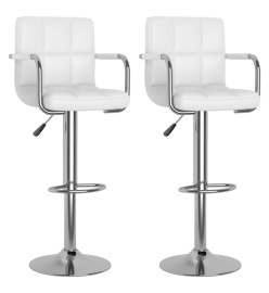 Tabourets de bar lot de 2 blanc similicuir