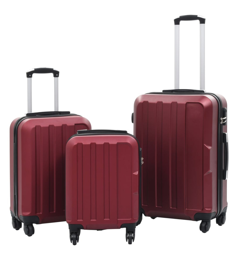 Valise rigide 3 pcs Rouge bordeaux ABS