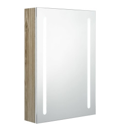 Armoire de salle de bain à miroir LED blanc et chêne 50x13x70cm