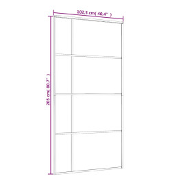 Porte coulissante Verre ESG et aluminium 102,5x205 cm Noir