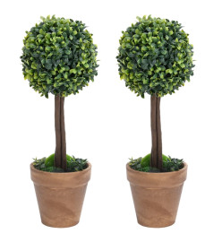 Plantes de buis artificiel 2 pcs avec pots Boule Vert 56 cm