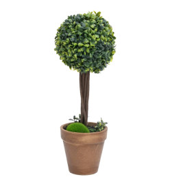 Plantes de buis artificiel 2 pcs avec pots Boule Vert 56 cm