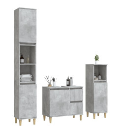 Ensemble d'armoires de salle de bain 3 pcs gris béton