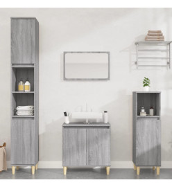 Ensemble de meubles de salle de bain 3 pcs Sonoma gris