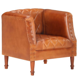 Fauteuil Marron Cuir véritable de chèvre