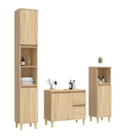 Ensemble d'armoires de salle de bain 3 pcs chêne sonoma