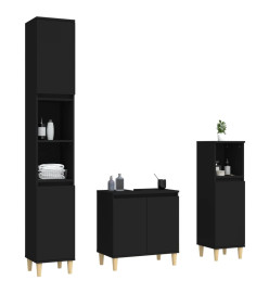 Ensemble de meubles salle de bain 3 pcs noir bois d'ingénierie