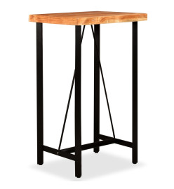 Ensemble de bar 3 pcs Bois d'acacia massif et cuir véritable