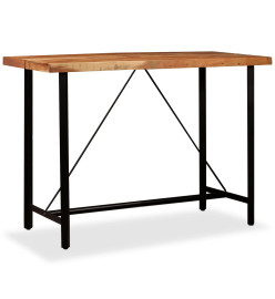 Ensemble de bar 7 pcs Bois d'acacia massif et cuir véritable