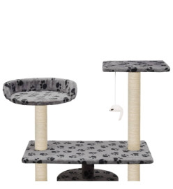 Arbre à chat avec griffoir en sisal 95 cm Gris Motif de pattes