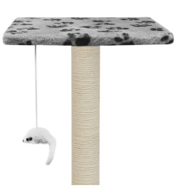 Arbre à chat avec griffoir en sisal 95 cm Gris Motif de pattes