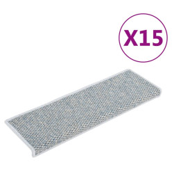 Tapis d'escalier autocollants 15 pcs 65x21x4 cm Bleu