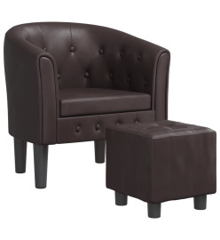 Fauteuil cabriolet avec repose-pied marron similicuir