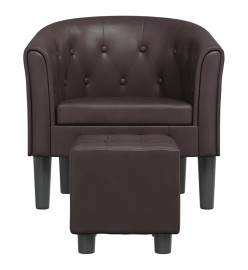 Fauteuil cabriolet avec repose-pied marron similicuir