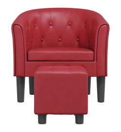 Fauteuil cabriolet avec repose-pied rouge bordeaux similicuir