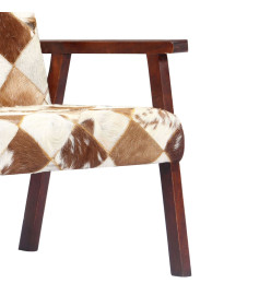 Fauteuil Blanc et marron Cuir véritable de chèvre