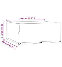 Housses de salon de jardin 2 pcs 16 œillets 205x205x90 cm carré