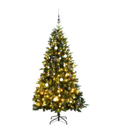 Sapin de Noël artificiel articulé 150 LED et boules 150 cm