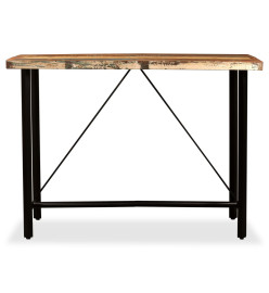 Ensemble de bar 7 pcs Bois massif recyclé et cuir véritable