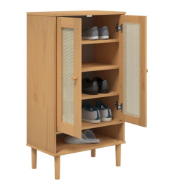 Armoire à chaussures SENJA aspect rotin marron bois massif