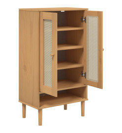 Armoire à chaussures SENJA aspect rotin marron bois massif