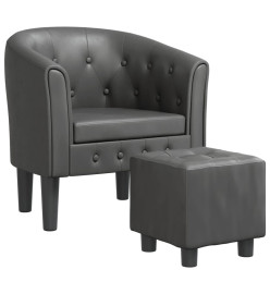 Fauteuil cabriolet avec repose-pied gris similicuir