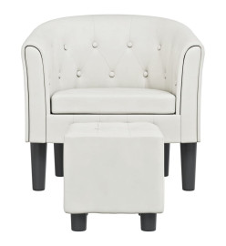 Fauteuil cabriolet avec repose-pied blanc similicuir