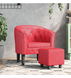 Fauteuil cabriolet avec repose-pied rouge similicuir