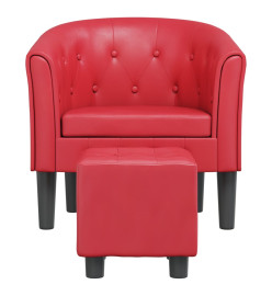 Fauteuil cabriolet avec repose-pied rouge similicuir