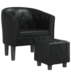 Fauteuil cabriolet avec repose-pied noir similicuir