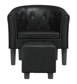 Fauteuil cabriolet avec repose-pied noir similicuir