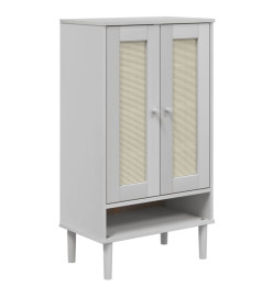 Armoire à chaussures SENJA aspect rotin blanc bois massif