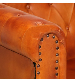 Fauteuil Chesterfield Brun roux Cuir véritable