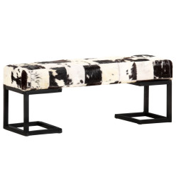 Banc 110 cm Noir Patchwork Cuir véritable de chèvre