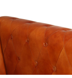 Canapé Chesterfield à 2 places Brun roux Cuir véritable