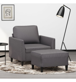 Fauteuil avec repose-pied Gris 60 cm Similicuir