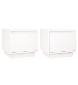Tables de chevet 2 pcs Blanc 35x34x32 cm Bois de pin solide