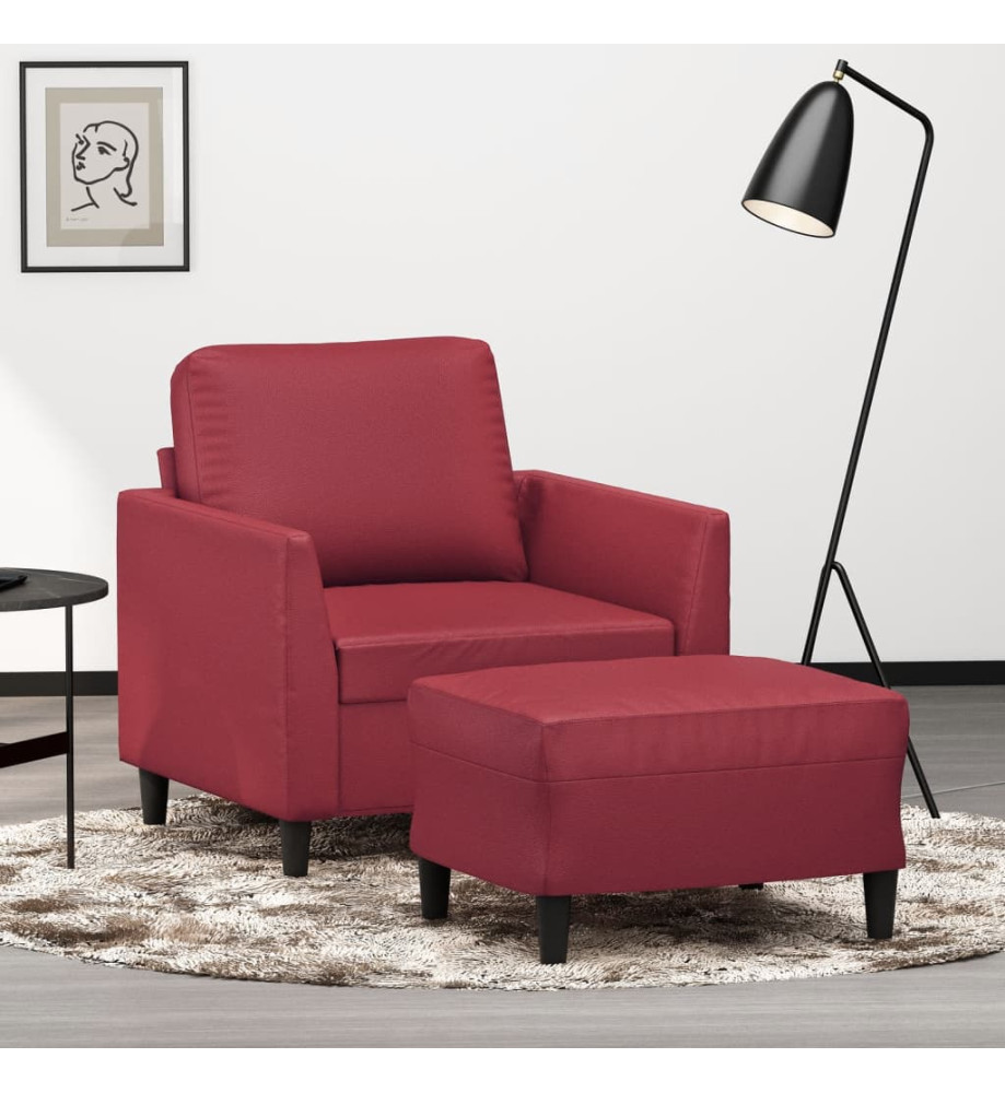 Fauteuil avec repose-pied Rouge bordeaux 60 cm Similicuir