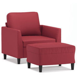 Fauteuil avec repose-pied Rouge bordeaux 60 cm Similicuir