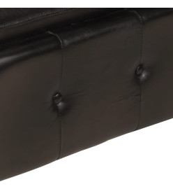 Canapé Chesterfield à 2 places Noir Cuir véritable