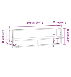 Étagère murale avec barre sonoma gris 100x25x30 cm