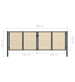 Portail de clôture en acier et bois d'épicéa 408x175 cm