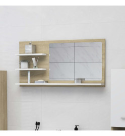 Miroir de salle de bain Blanc et chêne sonoma 90x10,5x45 cm