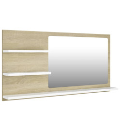 Miroir de salle de bain Blanc et chêne sonoma 90x10,5x45 cm