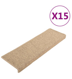 Tapis d'escalier autocollants 15 pcs 65x21x4 cm Sable