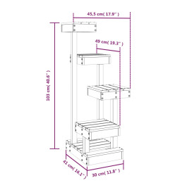 Arbre à chat Gris 45,5x49x103 cm Bois de pin massif