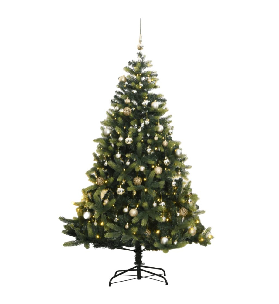 Sapin de Noël artificiel articulé 150 LED et boules 150 cm