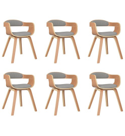 Chaises à manger lot de 6 taupe bois courbé et tissu