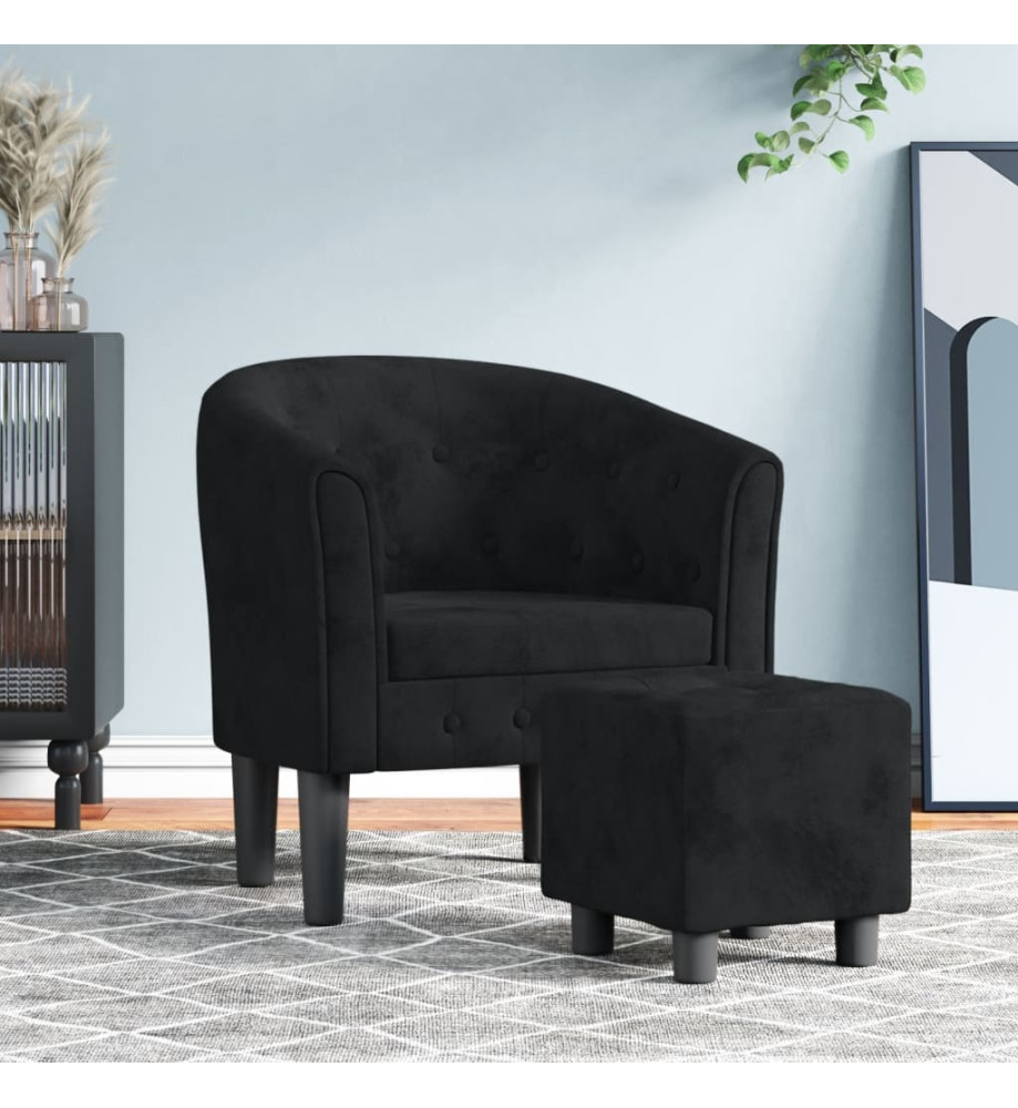 Fauteuil cabriolet avec repose-pied noir velours